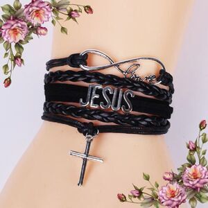 I love Jesus fake leather bracelet‎